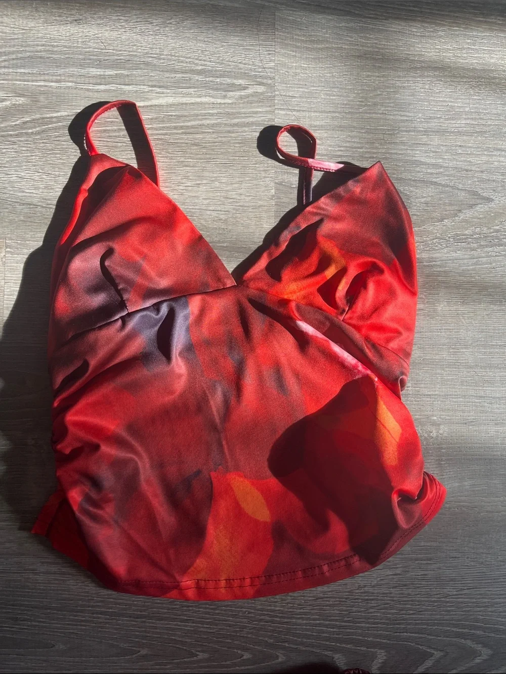 SHEIN Red and Cream Satin-Look Slip Dress Set